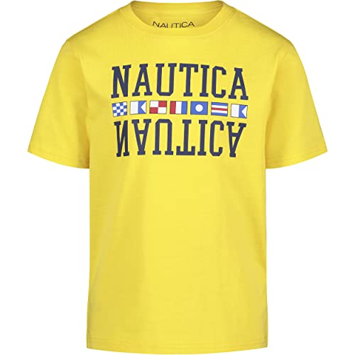 Nautica Big Boys' Short Sleeve Graphic Crew Neck T-Shirt, Dandelion Flag Split, 10-12 #TOP6