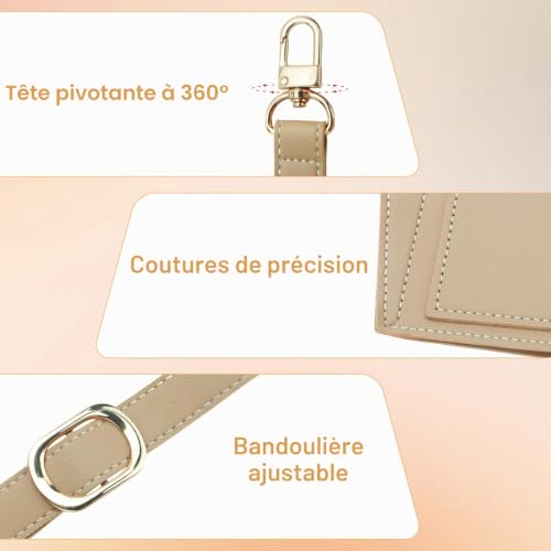 Sac pour Stanley Cup, Housse Cuir PU Pochette avec Porte-ID, Anneau en D et Bandoulière Réglable – Compatible avec Bouteilles de 9 à 12 cm de Diamètre, Accessoires pour Stanley Cup pour Marche – vue 4