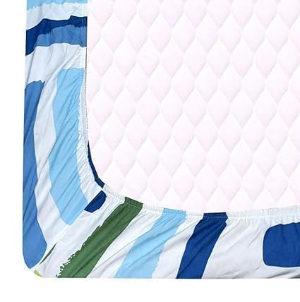 Image of Elastic Fitted Single Bed Bedsheet | Glace Cotton Bedsheet with 1 Pillow Cover - 200TC, 72x48x Upto 6 Inches (White)
