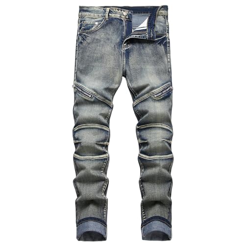 Jean slim fit stretch déchiré homme coupe droite pantalon denim tendance 38
