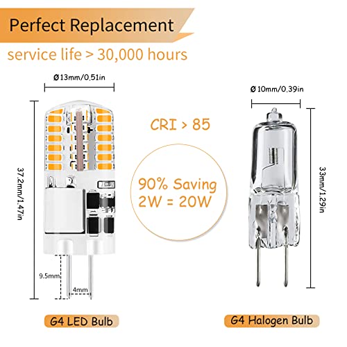 I-Shunfa G4 Led Bulb Bi-Pin Base Light Bulb Lamps, 2W Ac/Dc 12V Warm White 3000K, Equivalent To 20W Halogen Led, Non-Dimmable Energy Saving Led Bulb For Home Landscape.10 Count (Pack Of 1) #TOP1