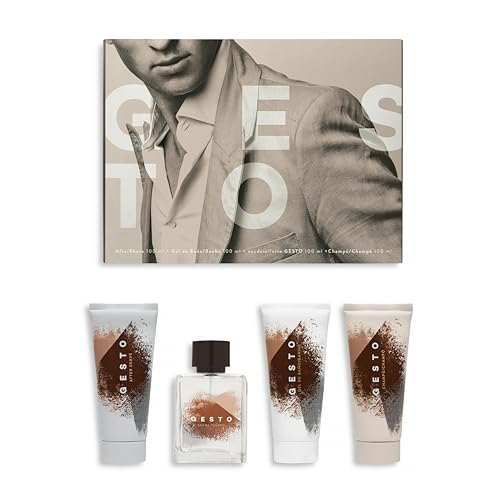 Lote hombre Gesto | Contiene eau de toilette, gel de baño, after shave y champú | 100 ml x 4 | Set de productos para la rutina aroma&higiene para El.