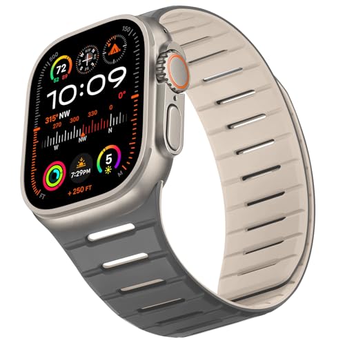 HITZEE 両面ウェアラブル磁気シリコン Band コンパチブル Apple Watch バンド 49mm 46mm(シリーズ 11/10) 45mm 44mm 42mm, ソフト磁気 バンド iWatch Ultra 3/2/1 SE 3/2/1 シリ