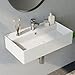 Produktbild HOROW Waschbecken mit dünnem Rand Design, Rechteckig hängewaschbecken oder Aufsatzwaschbecken, mit hahnloch, Wand waschbecken Gäste WC, ideal für Bad und Waschraum geeignet