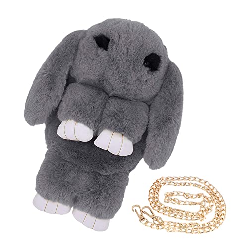 Plush Cartoon Rabbit Shaped Crossbody Faux Fur Bunny Hare Shoulder Bag Knapsack Girls Travel Satchel
