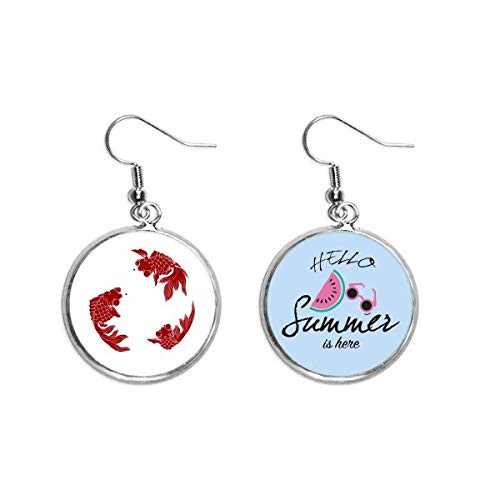 Pendientes de sandía Cyprinoid Rojo con diseño ligero antialérgico para lóbulo