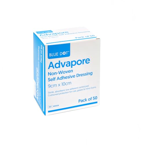 Blue Dot Advapore Non-Woven Self Adhesive Wound Dressings, 9cm x 10cm, Pack of 50
