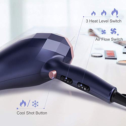 Amazon.com: Secador de pelo profesional de 1875 W, secador de aire negativo  de 2 velocidades y 3 ajustes de calor, secado rápido, ligero, bajo ruido,  con difusor, concentrador y peine : Belleza