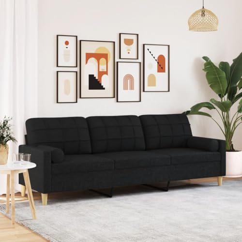 Woonisher Canapé 3 Places avec oreillers décoratifs Noir 210 cm Tissu canapé-lit Double Convertible