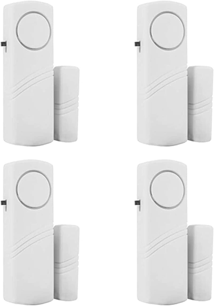 PCTC 4 Pack Door Alarms for Home Security, Window Alarm Sensors, DIY Protection Burglar Bell Alarm for Home, Office