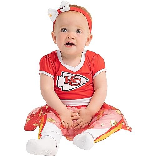 MODERN HERO NFL Officially Licensed One-piece Bodysuit with Mesh Skirt, Leggings and Matching Headband (24 Months, Kansas City Chiefs)