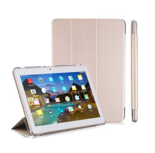 LNMBBS Funda para Tablet de 10" Flip Cover de PU Cuero y Cáscara Trasera de acrílico, para YOTOPT 10.1 / BEISTA 10.1 / SUMTAB10.1 / SANNUO 10.1 Tablet (Oro)