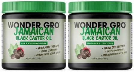 Jamaican Black Castor Oil Hair Grease Styling Conditioner, 12 fl oz - Great for Strengthening - Mega Hair Growth Therapy by Wonder Gro - 2 Pack Bundle
