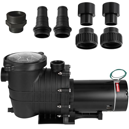 Pool Pump 1.5 HP, Dual Voltage 110/220 V Swimming Pool Pump 6500 GPH In/Above Ground Pool Pumps 1100 W Powerful Self Primming Pump for Residential/Commercial Pools, Spas and Hot Tubs