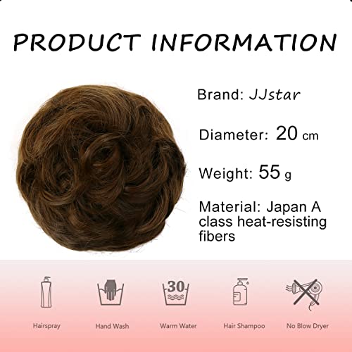JJstar Messy Hair Bun Curly Wavy Hair Scrunchies Accessories Pieces for Women Girls Synthetic Chignons (Medium Ash Brown) - Image 3