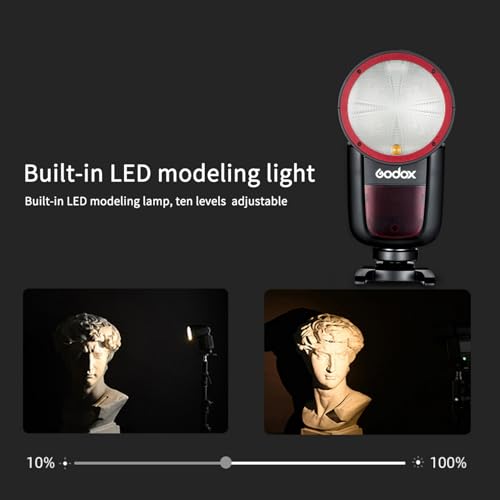 Image of Godox V1-O USA Version Flash for Olympus Panasonic, V1-OU Flash Speedlight with 2.4G Wireless TTL, Rechargeable Battery, 1 /8000s High-Speed Sync, LED Modeling Light Round Head Flash Speedlite