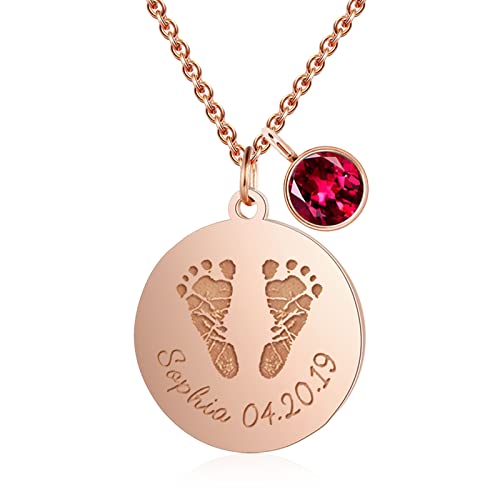 LONAGO Personalized Cat Dog Paw Print Necklace with Name Engrave ...