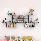 Scaffale murale for vini con appoggio for bicchieri in fondo, scaffali for bar a liquori in metallo a 4 piani e in stile minimalista, for la cucina, il salotto e il bar a casa(Black,75"x19"x7")