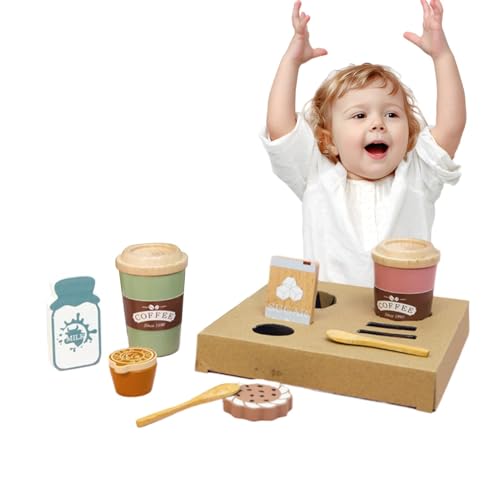 Juguete de café, juego de café para,Accesorios de cocina Juego de simulación de café - Juguete de simulación de hora de café, accesorios de cocina, juego de rol preescolar, ensem