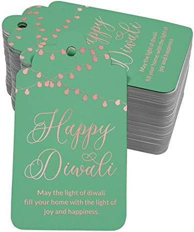 Inkdotpot Pack Of 100 Happy Diwali Favor Paper Tags Craft Real Rose Gold Foil Hang Tags