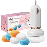 PIEARA Cellulite Massager Body Shaping Machine， Body Shaping Massager with 6 Washable Pads, Electric Handheld Massager for Abdomen, Waist, Legs, Arms, Buttocks, White