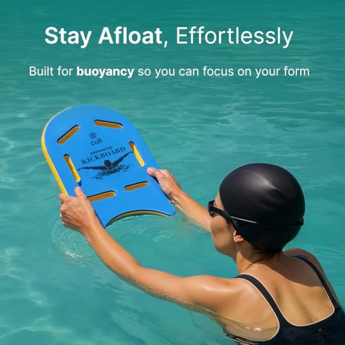 Image of Cult Swim Kickboard for Kids & Adults - Swimming Training Aid for Beginners & Learners | Durable EVA Foam Pool Float, Lightweight, Non-Slip Grip, Chlorine-Resistant & Quick-Dry - Blue (24mm Thick)