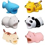 Kalolary 6 Pack Cute Animals Cable Bites, Various Animal Cable Chompers Cable Chewers Cable Accessories Phone Cables Protects, Including Tiger/Pig/Polar Bear/Shark/Panda/Cat