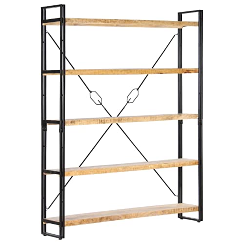 WHOPBXGAD Librería Multifuncional Librería de salónEstantería de 5 Niveles Madera Maciza de Mango 140x30x180 cmAdecuado para la Oficina de la Sala de Estar