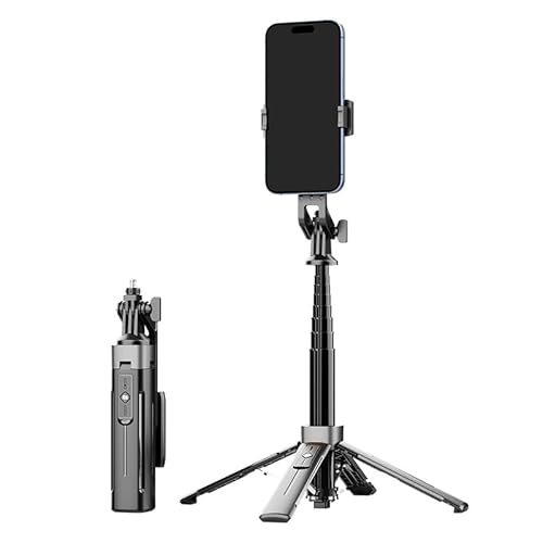 LINTAO Phone Tripod & Selfie Stick, All in One Extendable Cell Phone Tripod with Wireless Remote, Tripod Stand for iPhone & Travel Tripod 360° Rotation Compatible with iPhone Android Phone, Camera.