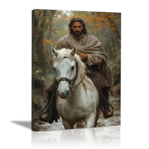 Impressions sur toile de prestige pour couloir et studio motif cheval blanc