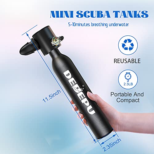 Dedepu Mini Scuba Tanks Snorkeling Portable 0.5 L Mini Diving Tank Underwater Exploration Emergency Rescue Scuba Diving Equipment Diving Cylinder Black Scuba Tank Kit Diving Package Oxygen Tank #TOP5