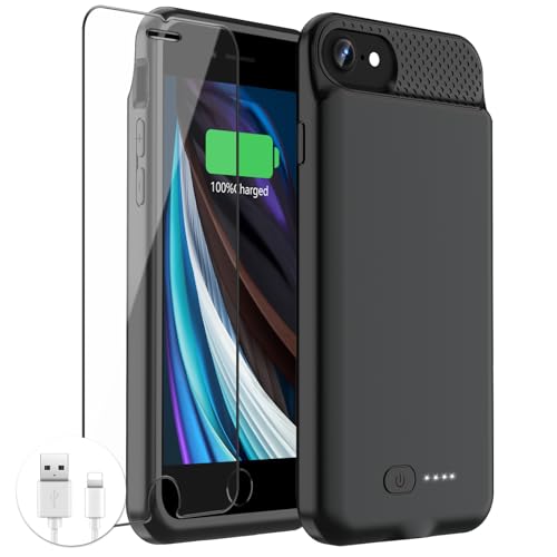 GIN FOXI Battery Case for iPhone SE(22nd/20nd)/8/7/6/6s,Ultra Slim Charging Case Charger 6000mAh Powerful Rechargeable Battery Pack for iPhone 8/7/6s/6/SE(2nd/3nd)-4.7