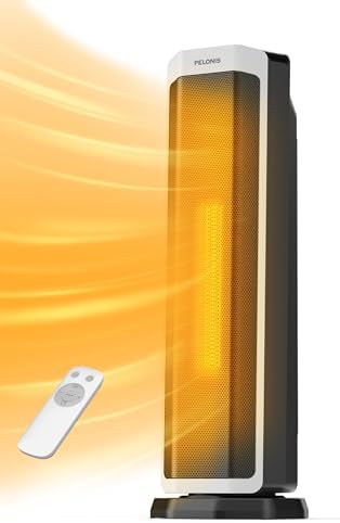 PELONIS Elektrischer Heizlüfter 2000W mit Fernbedienung, 3S Schnellheizung & ECO Modus, 75° Oszillation, Einstellbarer Thermostat (5-35°C), 8h Timer, Leise Keramikheizung für Schla