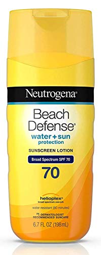 Neutrogena Beach Defense 3 Pack Bundle Water Resistant Sunscreen Body Lotion with Broad Spectrum SPF 70, Oil-Free and Fast-Absorbing, 6.7 oz