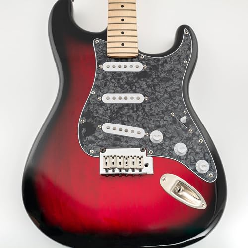 Image of Musiclily SSS 11 Hole Strat Guitar Pickguard for Fender USA /Mexican Made Standard Stratocaster Modern Style, 4Ply Black Pearl
