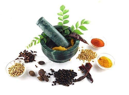 Image of Green Marble Mortar and Pestle Set for Kitchen & Ayurveda | Heavy Duty Hand Grinder for Spices, Herbs, and Pills | Traditional Stone Manual Masher | 4-Inch Mortar Crusher for Home Use