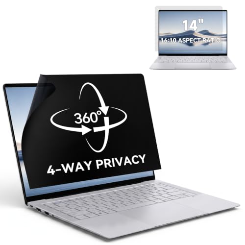 Image of IPROKKO 360° Laptop Privacy Screen Protector 14 Inch for Hp/Dell/Acer/Lenovo/ThinkPad/Samsung/Asus/Sony, 16:10 Aspect 4-Way Laptop Privacy Shield, Anti Blue Light Glare 14 in Laptop Privacy Filter