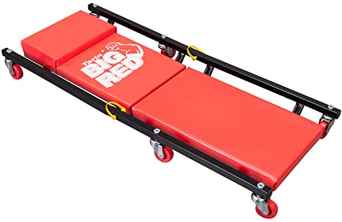 BIG RED Rolling Garage/Shop Creeper: 2-Piece, 36" Padded Mechanic Cart with Headrest and 6 Casters, Red TR7565R-2 Torin