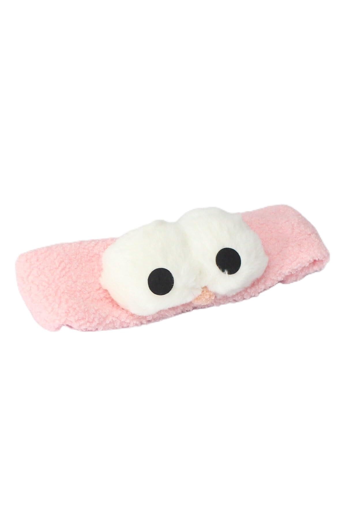 Toyaş Baykuş Peluş Bandana Makyaj Spa Saç Bandı Pembe