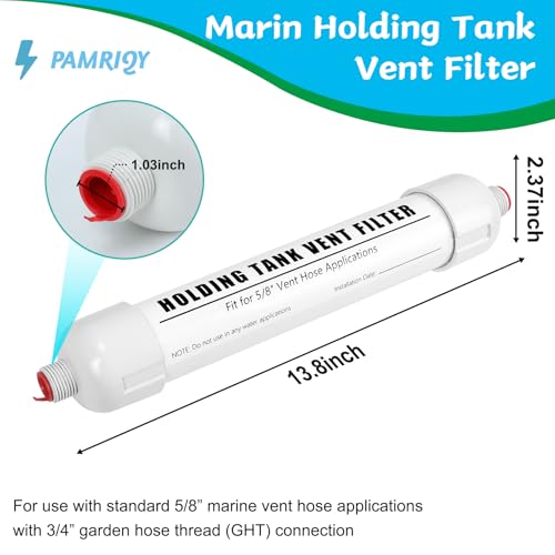 Image of Marine Holding Tank Vent Filter, 5 /8 inch Holding Tank Vent Filter, Compatible with Dometic ECO DVF Sealand SaniGuard, Fits Original Mounting Brackets, Highly Adsorbent Coconut Shell Carbon