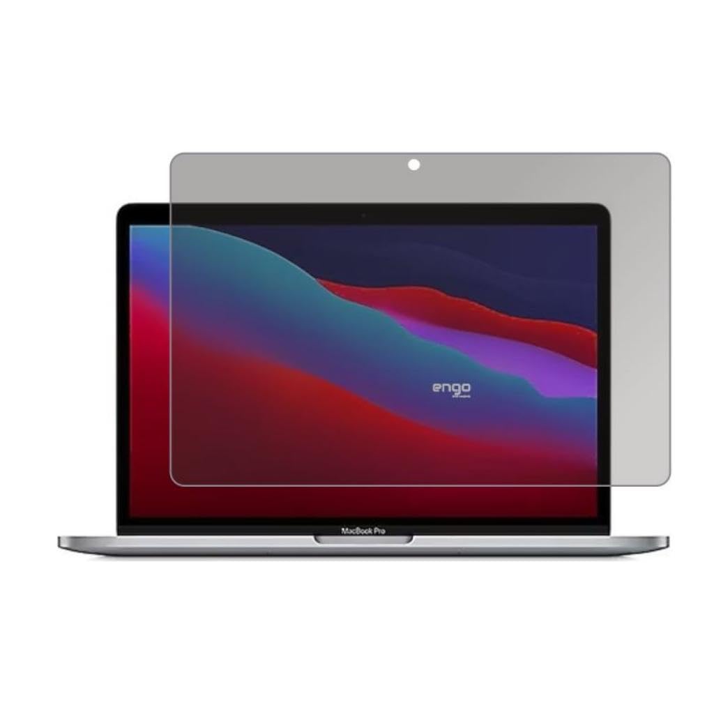 Engo Apple Macbook Pro 13 İnç İle Uyumlu Hayalet Ekran Koruyucu Notebook, Yandan Görünmeyen Anti-Spy Gizlilik (Privacy) Laptop Koruması, 9H Temperli Nano Kırılmaz Esnek Cam 2016-2022