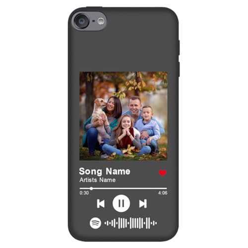 Custom Photo Phone Case for iPod Touch 5/6/7,Customized Spotify Music Plaque Phone Cover Personalized Picture Music Player Code Song Cases Black