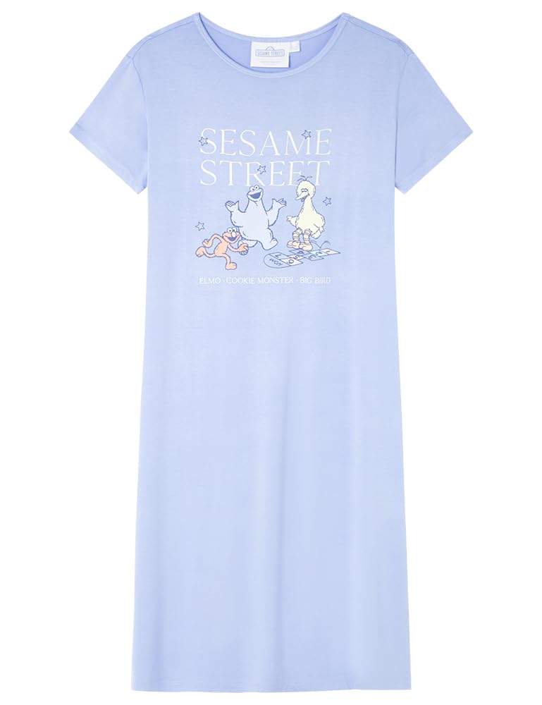 Women'secret Medium Nightdress Multilicense Play Sesame Street Koszula nocna, niebieska, L dla kobiet, Niebieski, L