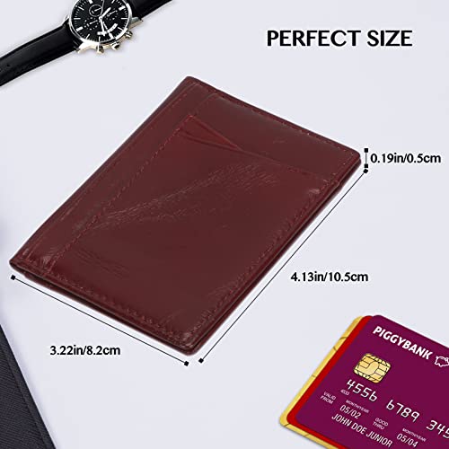 Image of Unaone Slim Minimalist Wallet - Premium Leather RFID Blocking Front Pocket Wallets with 8 Card Slots and 2 ID Window, Wine Red
