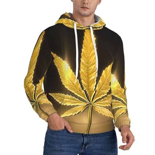 Sweat à capuche cannabis doré homme idéal pour la salle de sport et le streetwear