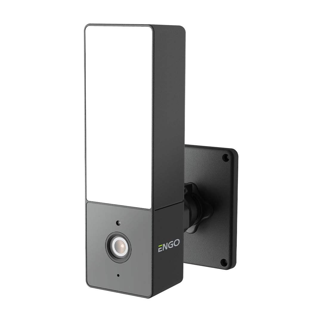 ENGO ECAM-L1 WiFi Smart Floodlight Camera – Outdoor CCTV Camera with Motion Detection, 4MP 2K HD Security Cam, Night Vision, Two-Way Audio, Waterproof IP65, 256GB SD Support