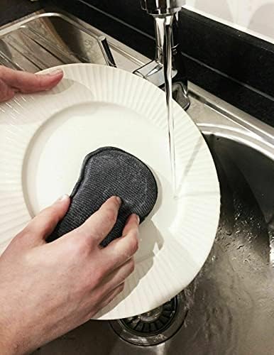 Antibacterial Microfiber Dual Action Scrubbing Sponge,Bath and Kitchen,Multipurpose Cleaning Pads with Non Scratch and Odour Free Technology,Pack of 6