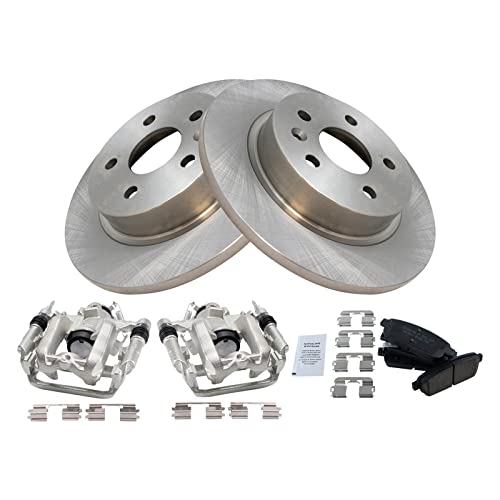 Image of TRQ Rear Brake Pad and Rotor Set Ceramic Solid Rotors Calipers
