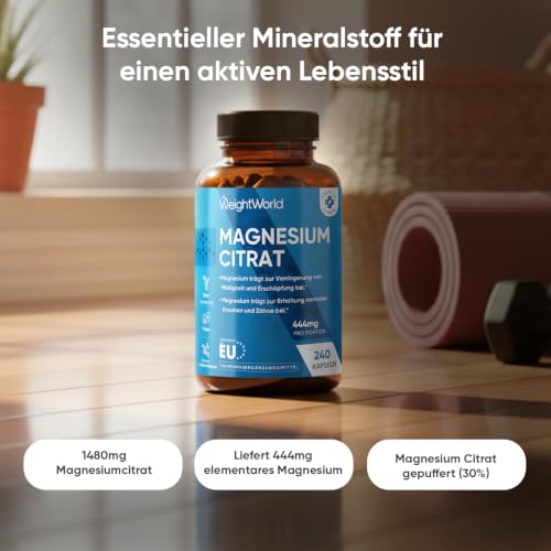WeightWorld Magnesiumcitrat Kapseln gepuffert - 444mg Elemental Magnesium – Ansicht 2