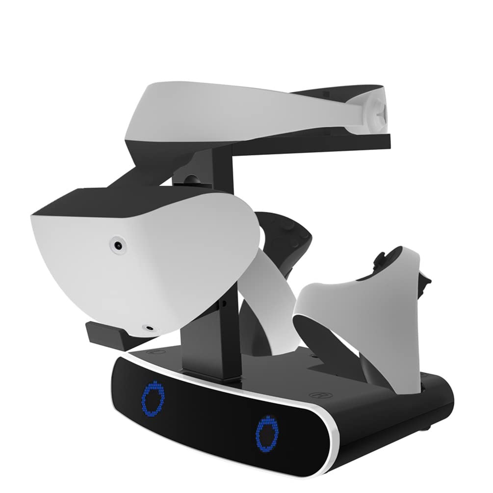 P5VR2 Controller Ladestation VR2 Headset Ständer, VR2 Handgriff Ladestation Kompatibel für PSVR2 Move Showcase VR Headsets Zubehör